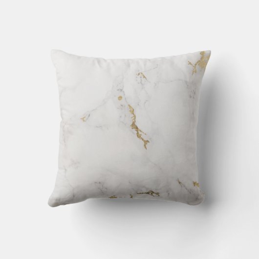 エレガントで白くフェイクな金ゴールドのシックな大理石の贅沢な花柄 クッション (裏面)