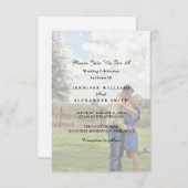 エレガントで白く及び黒い写真の結婚式招待状 招待状 (正面/裏面)