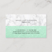 エレガントで真新しいグリッターの白い大理石の化粧及び毛 名刺 (裏面)