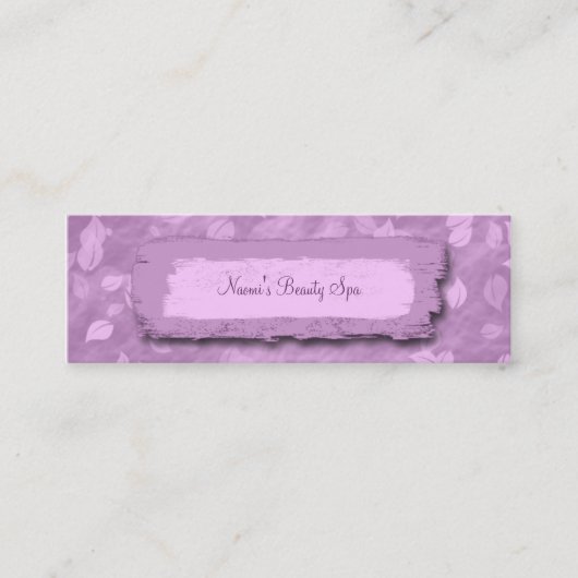 エレガントで粋な紫色はスパの名刺を残します スキニー名刺 (正面)