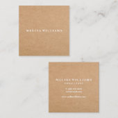 エレガントで素朴なクラフト スクエア名刺 (正面/裏面)