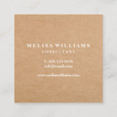 エレガントで素朴なクラフト スクエア名刺 (裏面)