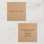 エレガントで素朴なクラフト スクエア名刺 (正面/裏面)