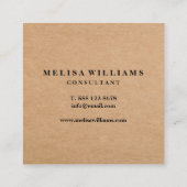 エレガントで素朴なクラフト スクエア名刺 (裏面)