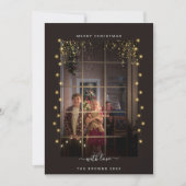 エレガントで素朴なストリングライトフレーム カスタムフォト シーズンカード (正面)