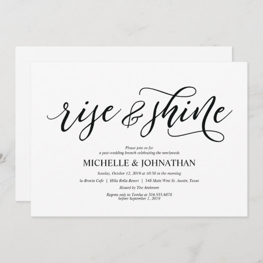 エレガントで素朴なポストの結婚式のブランチの招待状カード 招待状 (正面/裏面)