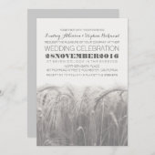 エレガントで素朴な灰色白のムギの結婚式招待状 招待状 (正面/裏面)