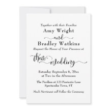 エレガントで繊細なタイポグラフィー、ブラック オン ホワイトのウェディング