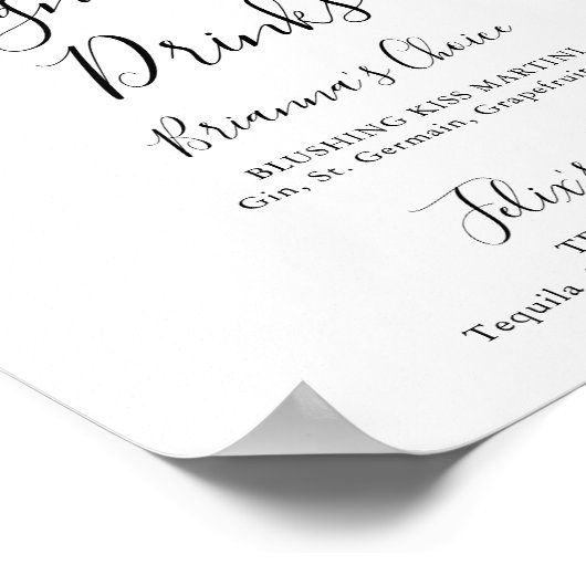 エレガントで繊細な秋の花のシグネチャードリンクサイン ポスター (角)