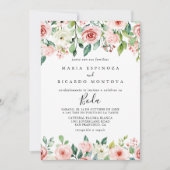 エレガントで繊細な秋の花のスペイン風ウェディング 招待状 (正面)