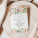 エレガントで繊細な秋の花のスペイン風ウェディング 招待状<br><div class="desc">このエレガントで繊細な秋の花のスペイン風ウェディングの招待状は、モダンなウェディングに最適です。デザインには、ピンク、コーラル、白色のバラ、芍薬が緑の葉とともにクラスター状に配置され、美しい秋の色を際立たせています。</div>