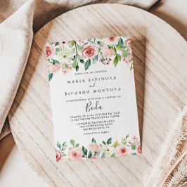 エレガントで繊細な秋の花のスペイン風ウェディング 招待状
