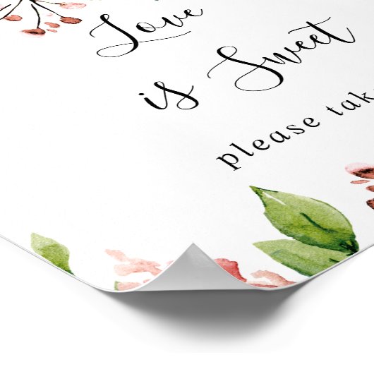 エレガントで繊細な秋の花のラブイズスイートサイン ポスター (角)