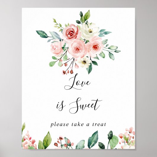 エレガントで繊細な秋の花のラブイズスイートサイン ポスター (正面)