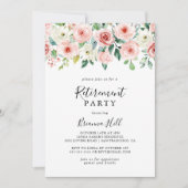 エレガントで繊細な秋の花の退職パーティー 招待状 (正面)