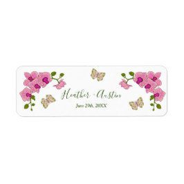 エレガントで繊細な紫のラン 花のボヘミアンビジュアル ラベル