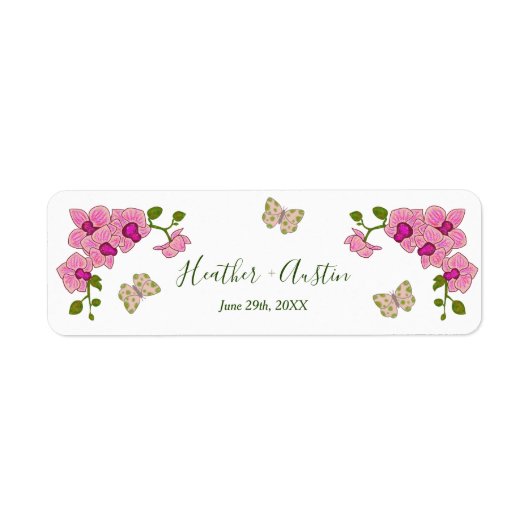 エレガントで繊細な紫のラン 花のボヘミアンビジュアル ラベル (正面)