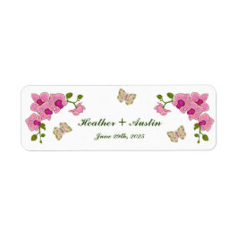 エレガントで繊細な紫のラン 花のボヘミアンビジュアル ラベル