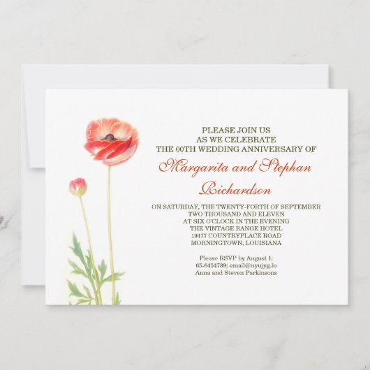 エレガントで美しいアニバーサリーの招待状 招待状 (正面)