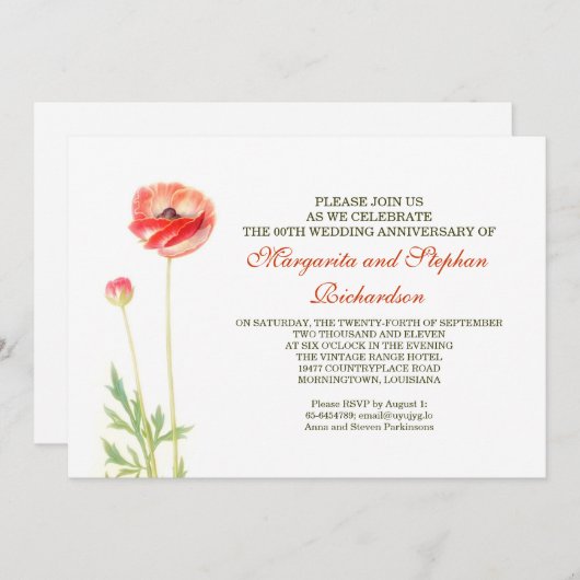 エレガントで美しいアニバーサリーの招待状 招待状 (正面/裏面)