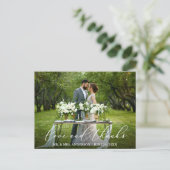 エレガントで美しいカリグラフィー  愛と感謝のウェディング ポストカード (スタンド正面)