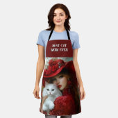 エレガントで美しい猫好き エプロン (着用した状態)