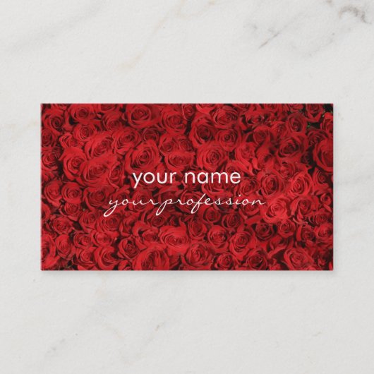 エレガントで美しくスタイリッシュな赤いバラの写真 名刺 (正面)