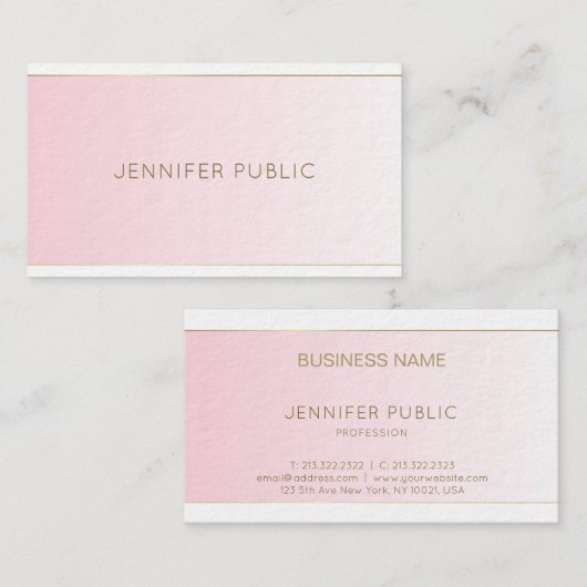 エレガントで芸術的なデザインの粋でモダンで明白な贅沢 名刺 (正面/裏面)