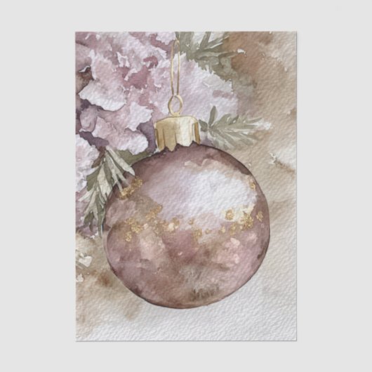 エレガントで華やかなクリスマスのオーナメントと花 薄葉紙 (正面)