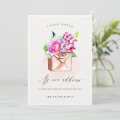 エレガントで華やかなピンクの花の郵便箱に移動しました 案内状 (スタンド正面)