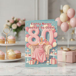 エレガントで華やかな女性の80歳の誕生日お祝い カード