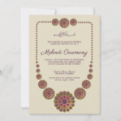 エレガントで華やかな幾何学模様のイスラム・メヘンディ 招待状 (正面)