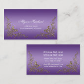 エレガントで華美な金ゴールドは紫色のグラデーションで渦巻きます 名刺 (正面/裏面)