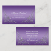 エレガントで華美な銀は紫色のグラデーションで渦巻きます 名刺 (正面/裏面)