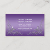 エレガントで華美な銀は紫色のグラデーションで渦巻きます 名刺 (裏面)