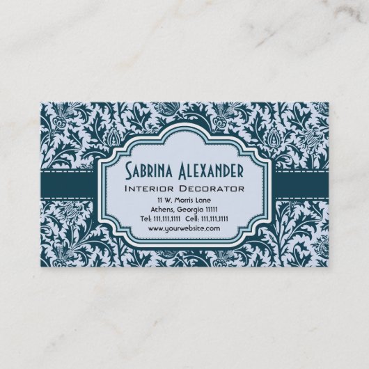 エレガントで葉が多いアールヌーボーの芸術および技術パターン 名刺 (正面)