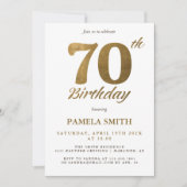 エレガントで豪華なクラシック風ゴールドの70歳誕生日 招待状 (正面)