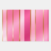 エレガントで豪華な ブッシュピンクとゴールドのストライプ ラッピングペーパーシート (正面3)