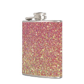 エレガントで贅沢でフェイクなグリッターのピンクのバラの金ゴールド フラスク (左)