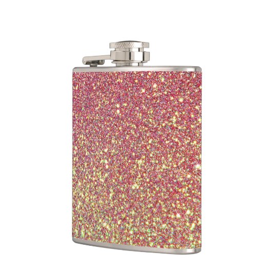 エレガントで贅沢でフェイクなグリッターのピンクのバラの金ゴールド フラスク (左)