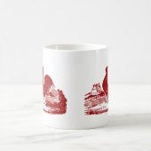 エレガントで赤いオンドリのヴィンテージの国の農場 コーヒーマグカップ (中央)