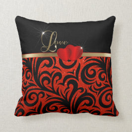 エレガントで赤いグリッター愛 クッション