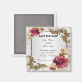 エレガントで赤いバラは日付の磁石を救います マグネット (正面/裏面)