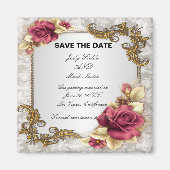 エレガントで赤いバラは日付の磁石を救います マグネット (正面)