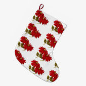 エレガントで赤いポインセチアパターンクリスマスの休日 ラージクリスマスストッキング (正面 (吊り時))
