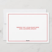 エレガントで赤い及び白4の写真の新年のフォトカード シーズンカード (裏面)