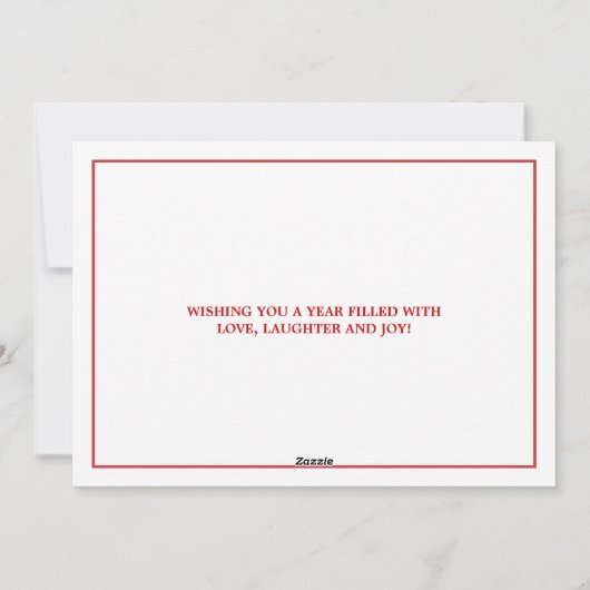 エレガントで赤い及び白4の写真の新年のフォトカード シーズンカード (裏面)