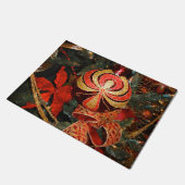 エレガントで赤い金ゴールドのクリスマスのオーナメントのポインセチア ドアマット (アングル)