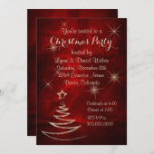 エレガントで赤い金ゴールドのクリスマス・パーティ 招待状 (正面/裏面)