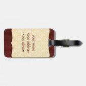 エレガントで赤い黄色バラのダマスク織のヴィンテージの切り出し ラゲッジタグ (裏面横)